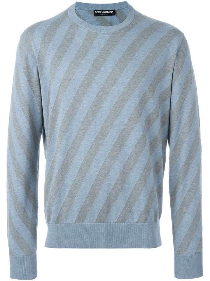 Dolce & Gabbana Striped Jumper, Men's, Size: 46, Blue, Cotton