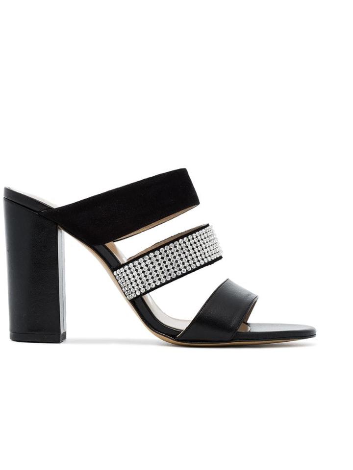 Kalda Black Rhinestone Thelma 95 Leather Mules