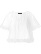 Dresscamp Boxy Sheer Layer Blouse, Women's, Size: 36, White, Cotton/nylon/polyurethane