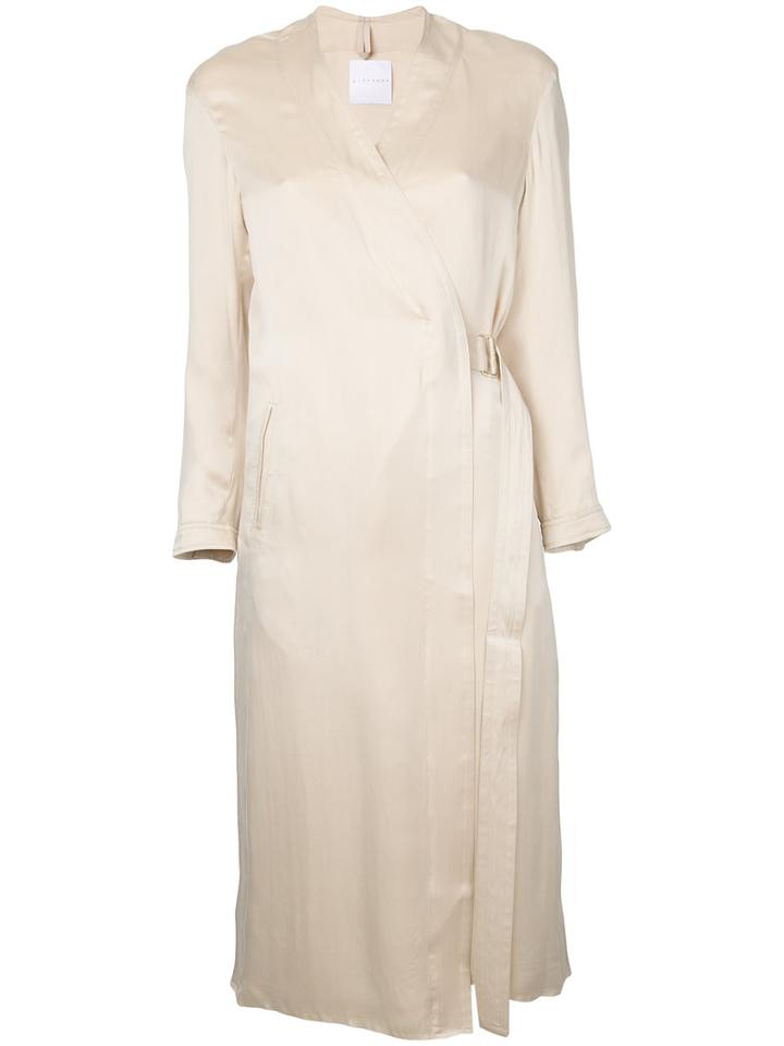Cityshop - Belted Wrap Kimono - Women - Silk - 38, Women's, Nude/neutrals, Silk