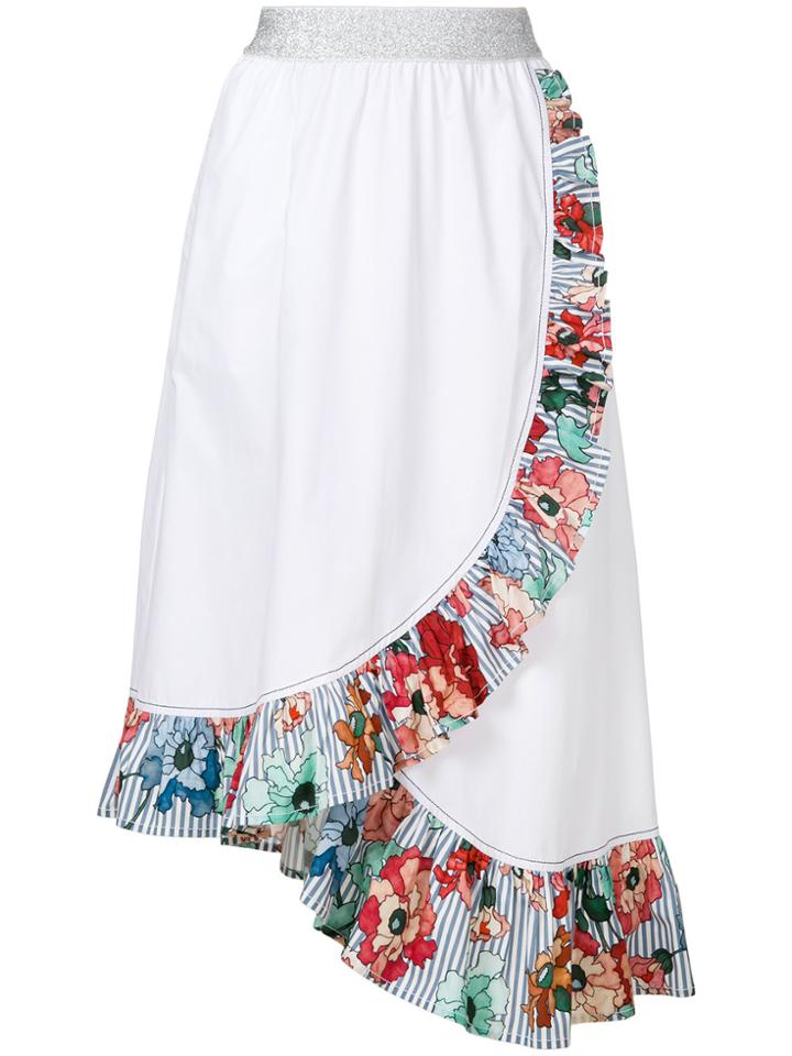 I'm Isola Marras Printed Frill Trim Wrap Front Skirt - White
