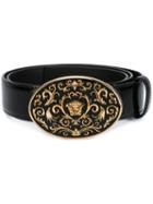 Versace Baroque Medusa Buckle Belt, Men's, Size: 90, Black, Leather
