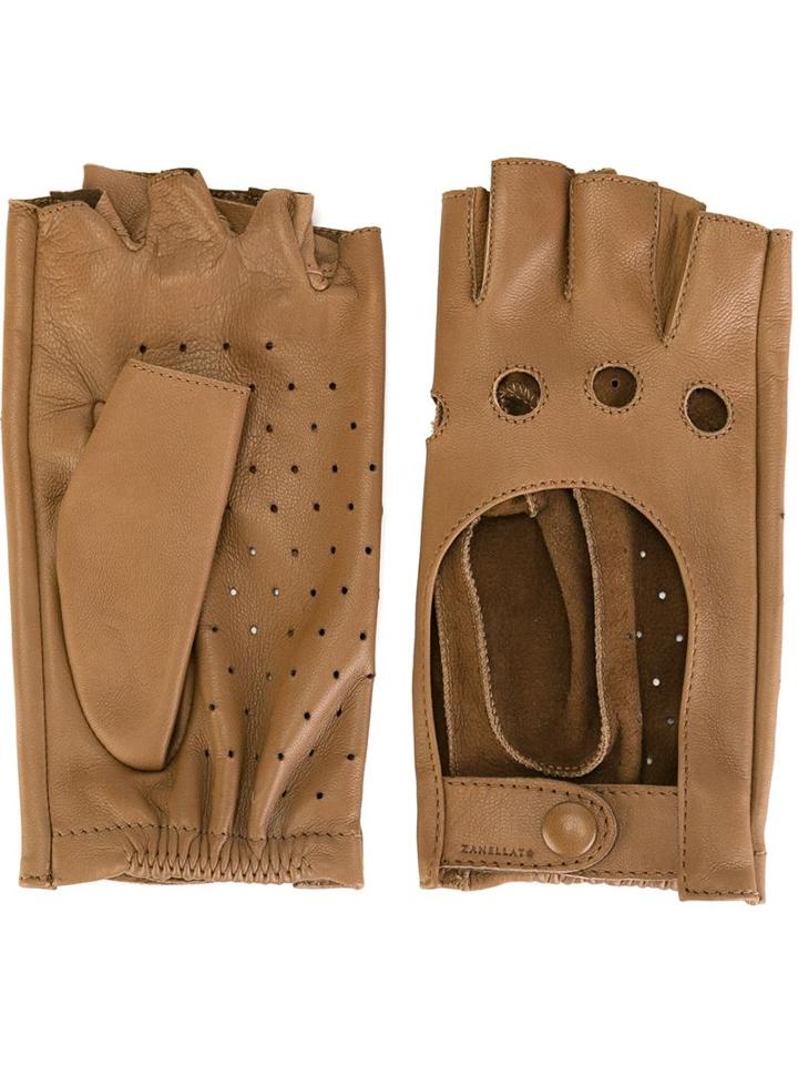 Zanellato Perforated Fingerless Gloves, Women's, Nude/neutrals, Leather