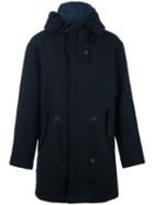 Closed Waist Drawstring Hooded Coat, Men's, Size: Large, Blue, Acrylic/nylon/polyamide/lamb Fur