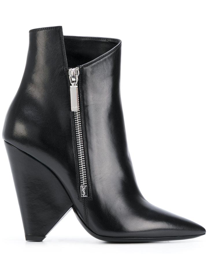 Saint Laurent Niki 105 Asymmetric Boots - Black