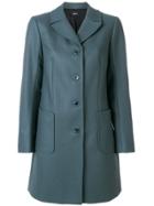 Jil Sander Navy Fitted Single Breasted Coat - Blue