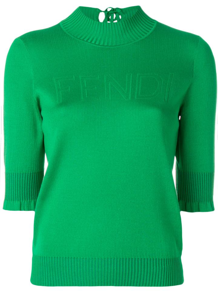 Fendi Logo Embroidered Top - Green