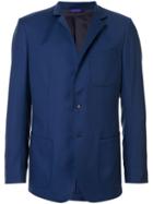 Shanghai Tang Standing Collar Buttoned Blazer - Blue