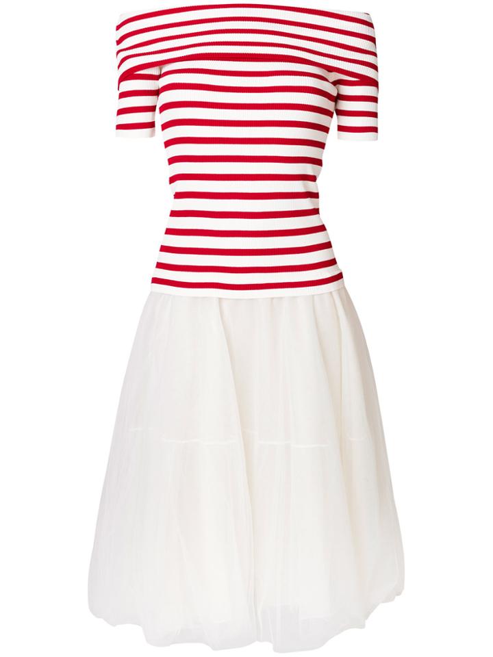 P.a.r.o.s.h. Off-shoulder Stripe Dress - White