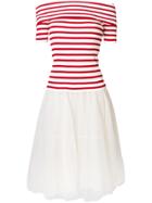 P.a.r.o.s.h. Off-shoulder Stripe Dress - White