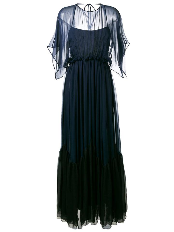 No21 - Shift Maxi Dress - Women - Silk/acetate - 42, Blue, Silk/acetate
