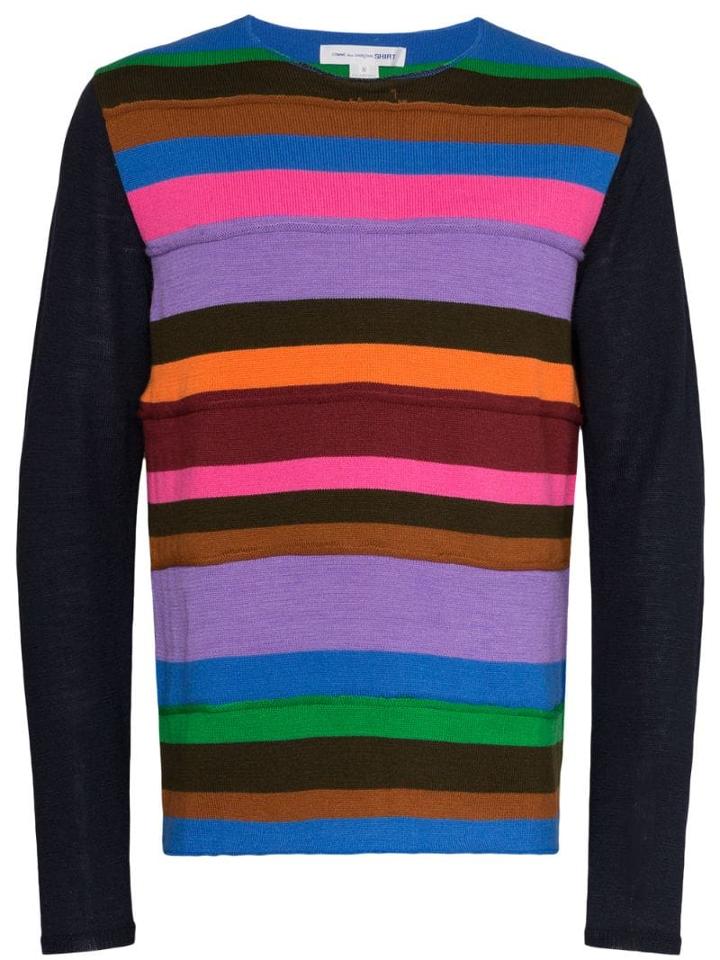 Comme Des Garçons Shirt Striped Panel Knit Jumper - Multi
