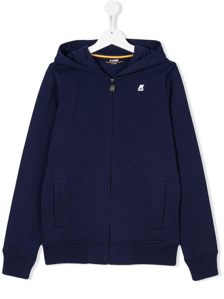 K Way Kids Teen Logo Zip-up Hoodie - Blue