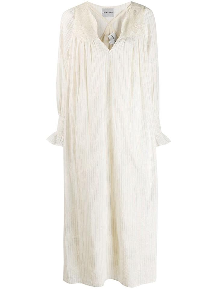Antik Batik Crochet Panel Striped Dress - Neutrals