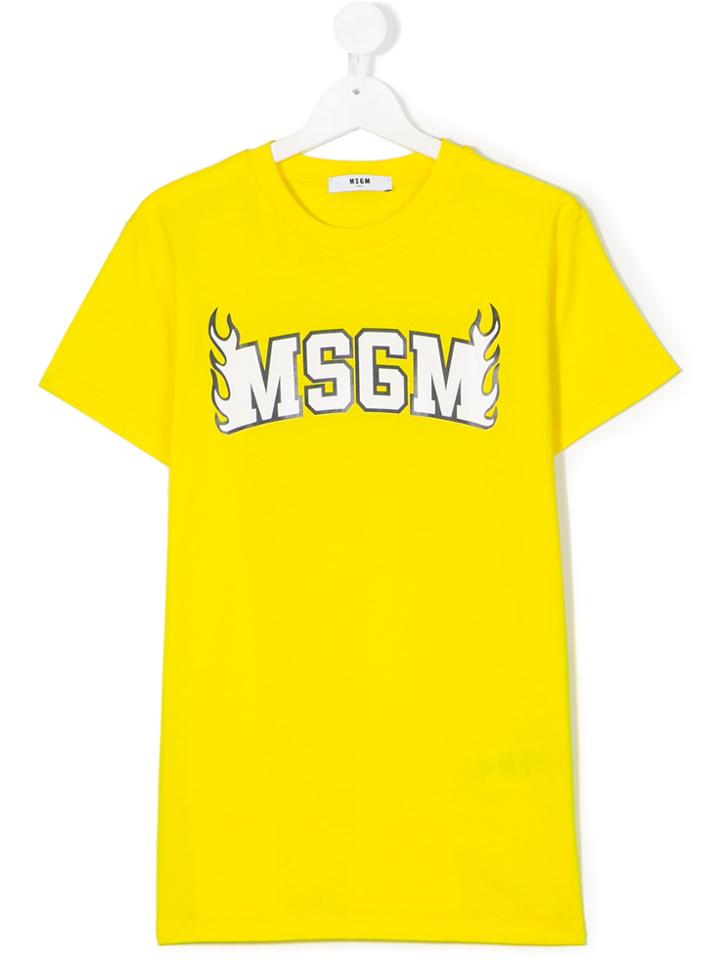 Msgm Kids Teen Logo Top - Yellow & Orange