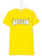 Msgm Kids Teen Logo Top - Yellow & Orange