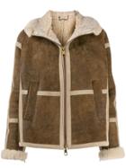 Neil Barrett Shearling Lining Leather Jacket - Brown