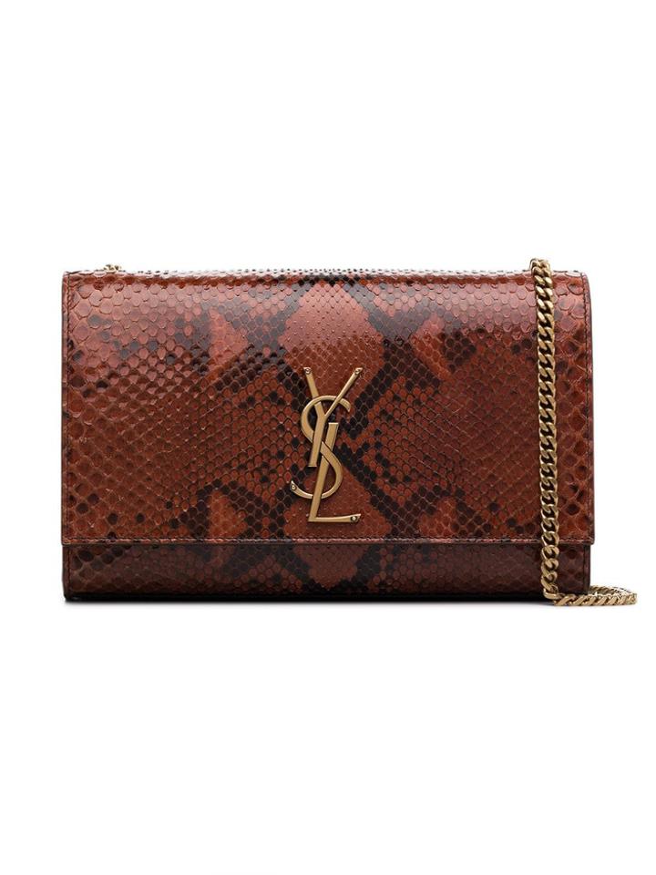 Saint Laurent Kate Medium In Python Skin - Brown