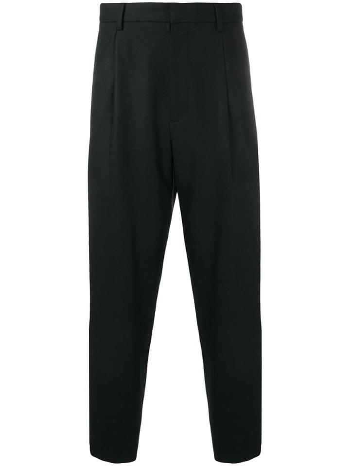 Theory Cropped Pleated Trousers - Black