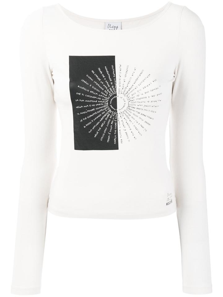 Moschino Vintage Printed Long Sleeve T-shirt - Nude & Neutrals