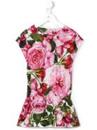 Dolce & Gabbana Kids Rose Print Dress, Girl's, Size: 10 Yrs, Pink/purple