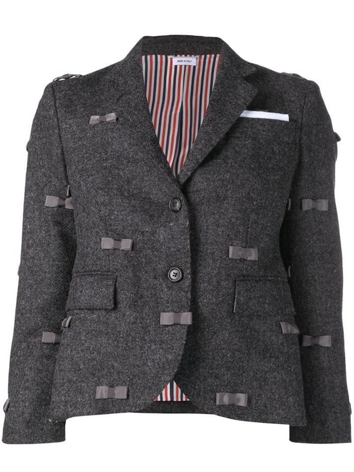 Thom Browne Bow Embroidered Sport Coat - Grey