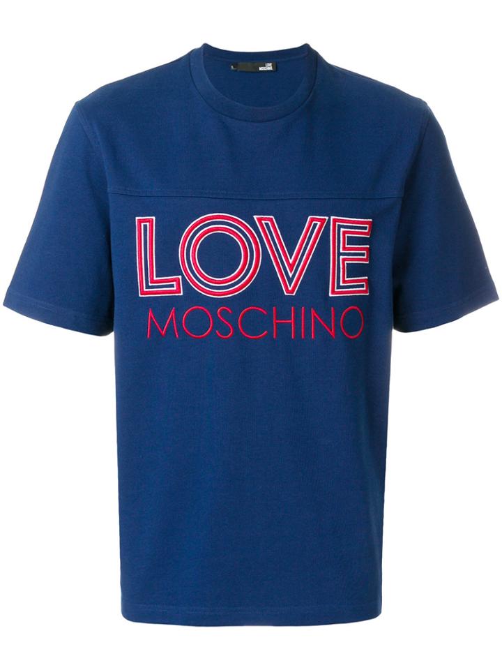 Love Moschino Embroidered Logo T-shirt - Blue