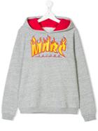 Little Marc Jacobs Flames Logo Patch Hoodie - Grey