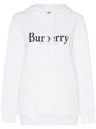 Burberry Pelorus Logo Embroidered Hooded Jumper - White