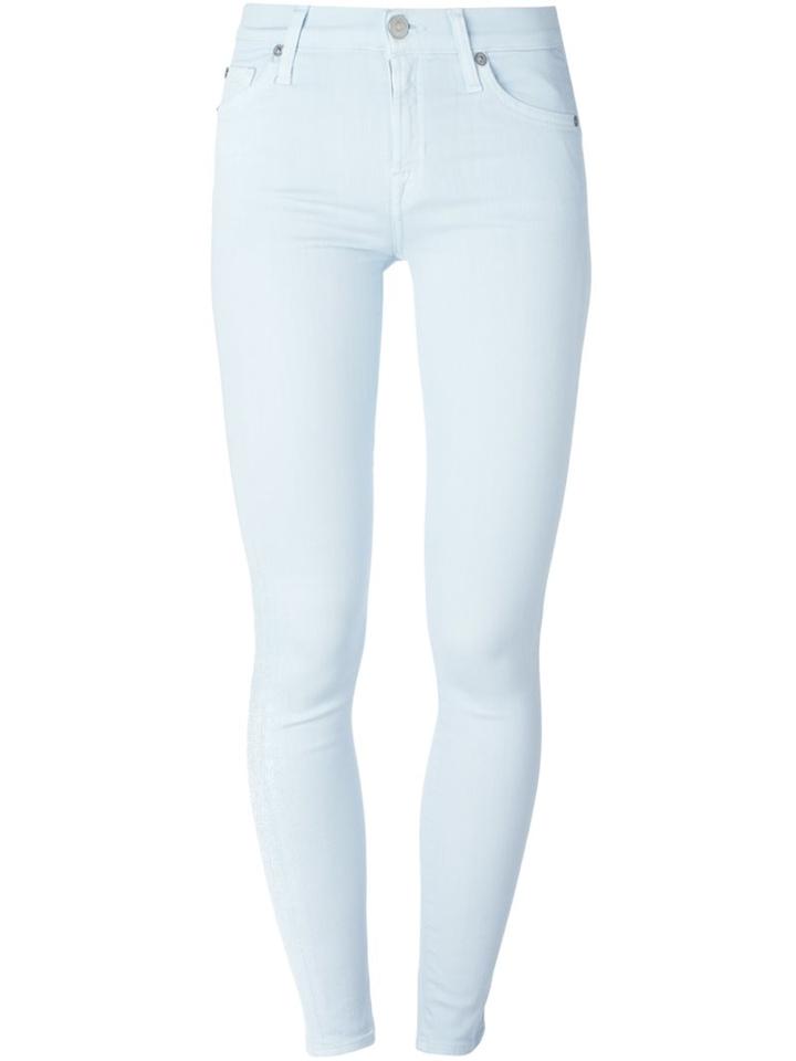 7 For All Mankind Skinny Fit Jeans, Women's, Size: 32, Blue, Cotton/polyester/spandex/elastane