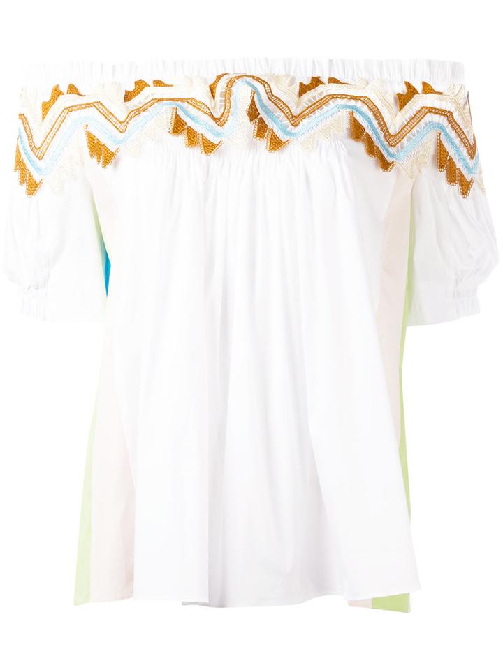 Guipare Lace Time Bardot Top - Women - Cotton/polyamide/polyester/spandex/elastane - 12, White, Cotton/polyamide/polyester/spandex/elastane, Peter Pilotto