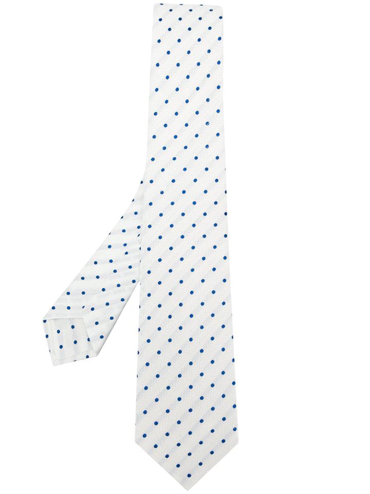 Kiton Polka Dot Tie - White