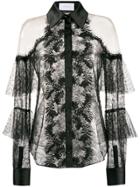 Marchesa Lace Cold Shoulder Shirt - Black