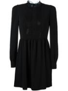 Red Valentino Lace Trim Mini Dress, Women's, Size: 44, Black, Polyester/spandex/elastane/polyamide/acetate
