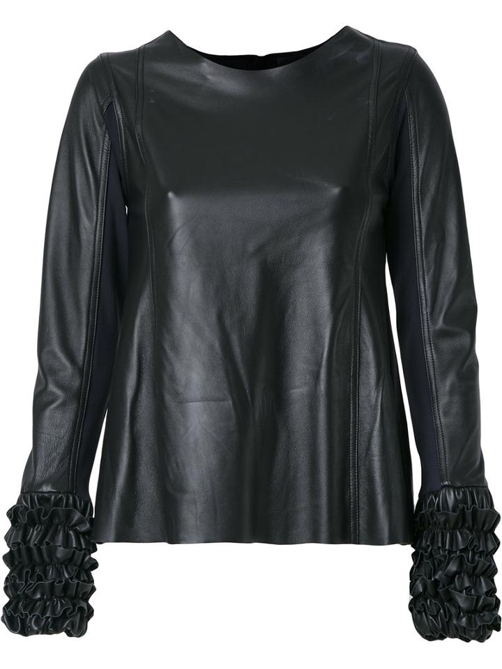 Andrea Bogosian Leather Top, Women's, Size: Medium, Black, Leather/polyamide/spandex/elastane