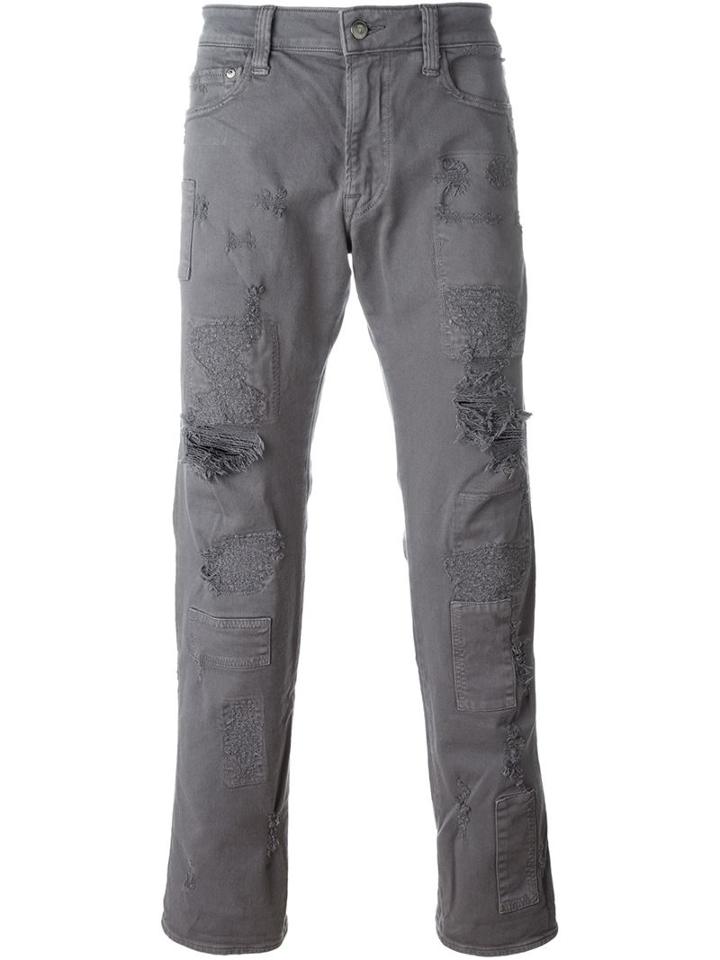 Htc Hollywood Trading Company Distressed 'so Cal' Jeans, Men's, Size: 36, Grey, Spandex/elastane/cotton