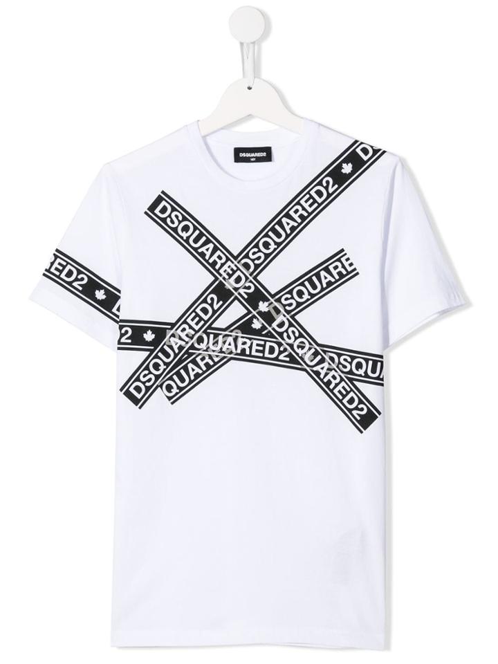 Dsquared2 Kids Teen Logo Stripe T-shirt - White