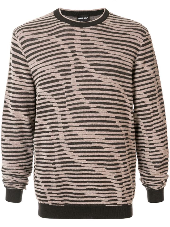 Giorgio Armani Stripe Knitted Jumper - Brown