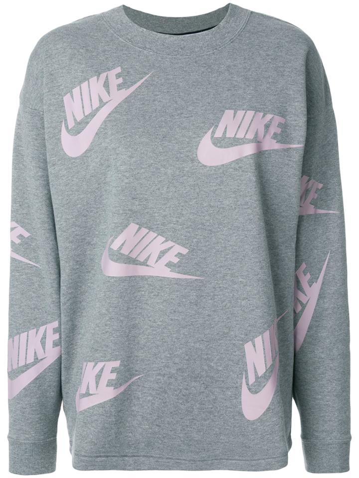 Nike Logo Print Sweatshirt - Grey