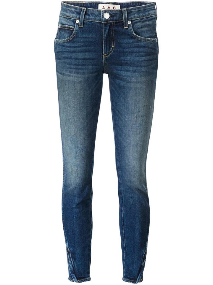 Amo Stonewashed Cropped Jeans, Women's, Size: 25, Blue, Cotton/spandex/elastane