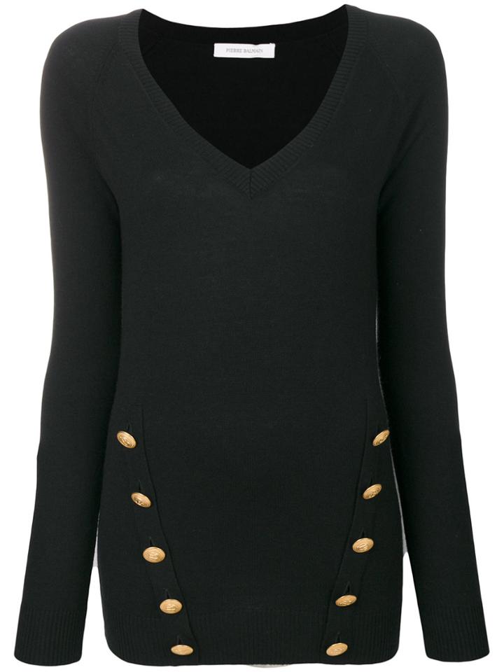 Pierre Balmain Button Detail Jumper - Black