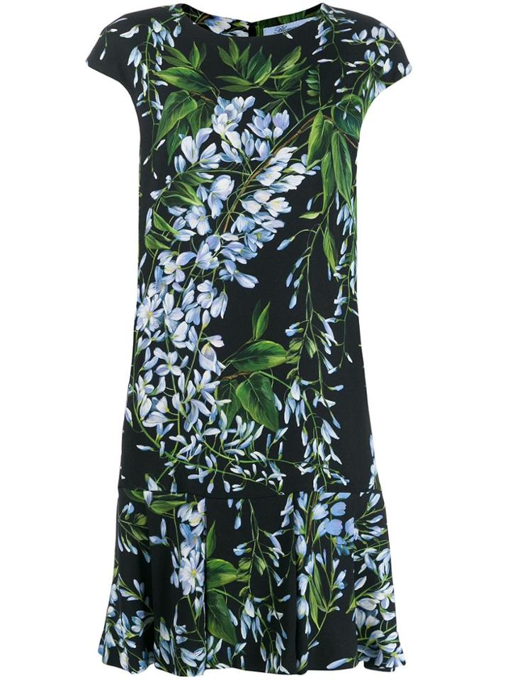 Blumarine Floral Flared Midi Dress - Black
