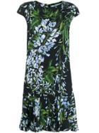 Blumarine Floral Flared Midi Dress - Black