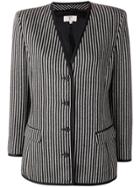 Valentino Vintage 1980's Striped Slim Jacket - Black