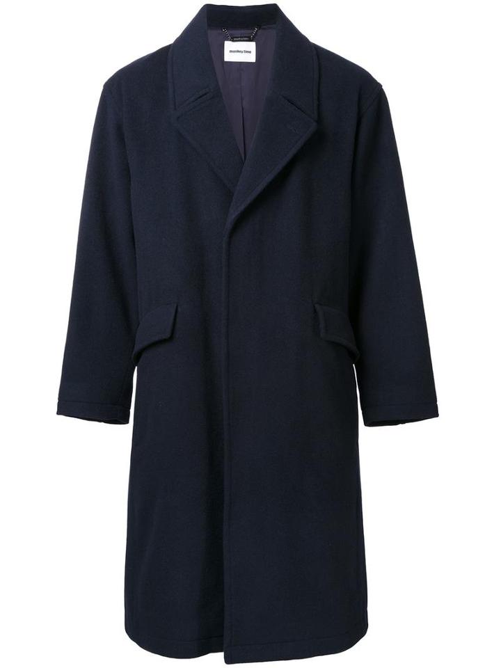 Monkey Time Single Breasted Coat, Men's, Size: Small, Black, Wool/polyester/nylon