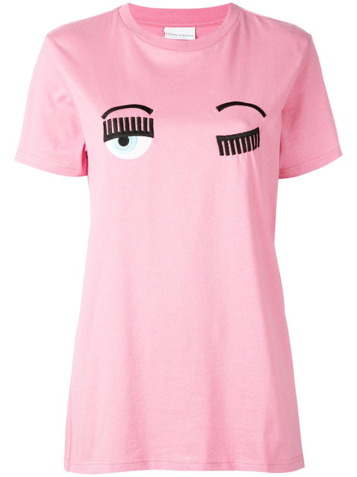 Chiara Ferragni Flirting Eyes T-shirt, Women's, Size: Large, Pink/purple, Cotton