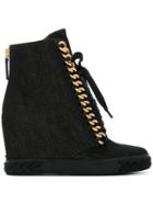 Casadei Chain Embellished Sneakers - Black