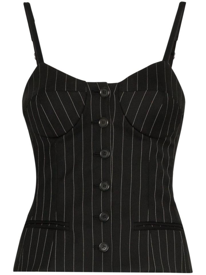 Moschino Mosh Slvls Top Crst Btn Dwn W Strp - Black