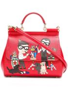 Designer's Patch Sicily Tote, Women's, Red, Leather, Dolce & Gabbana