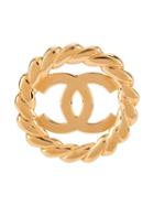 Chanel Pre-owned Chanel Cc Logos Brooch Pin Gold Corsage